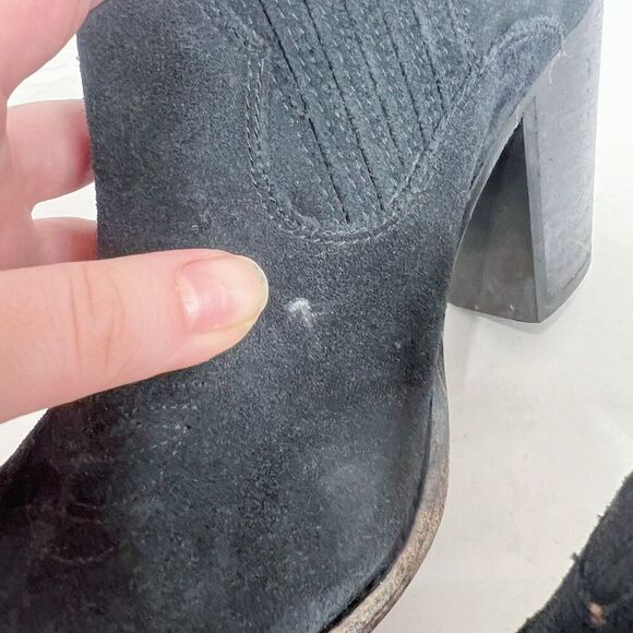 Frye Ilana Shootie Black Suede Bootie Ankle Boot Western Boho Size 10 - Picture 10 of 13